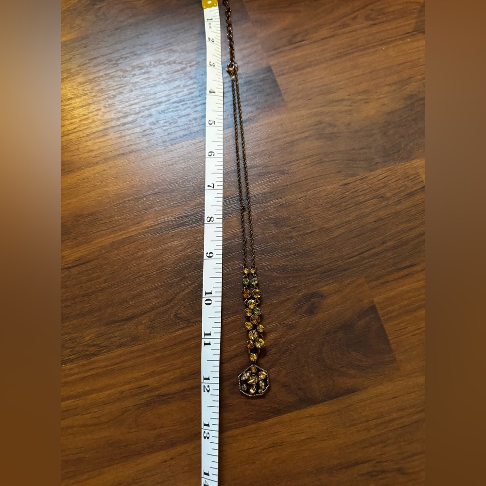 Vintage Signed Givenchy Elegant Gold Topaz Crystal Lariat Y Necklace - Picture 7 of 8